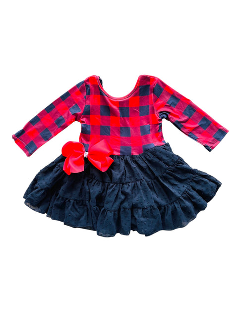 Bowtism Holiday Tutu Dress With Matching Bow - Bowtism