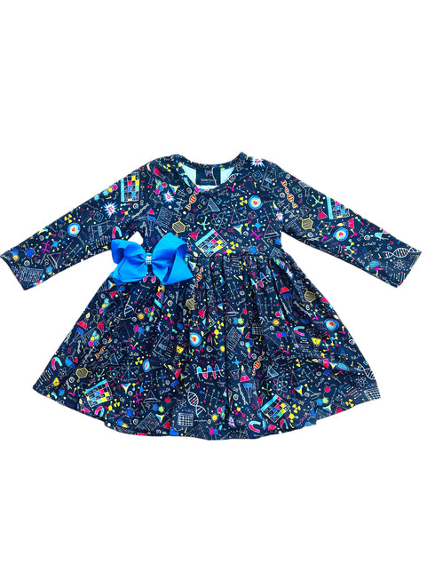 Bowtism Cosi Science Twirl Dress with Matching Bow - Bowtism