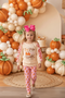 Girls Pumpkin Pie Thanksgiving Pants Set with Bow