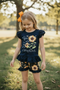 Girls Sunflower Shorts Set with Matching Bow