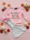 Girls Thankful Grateful Blessed Thanksgiving Pants Set & Bow