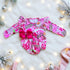 Pink Diva Baby Christmas Romper with Coordinating Bow