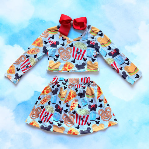 Classic Mouse Treats Long Crop Set: Skirt with Built-In Shorts + Bow