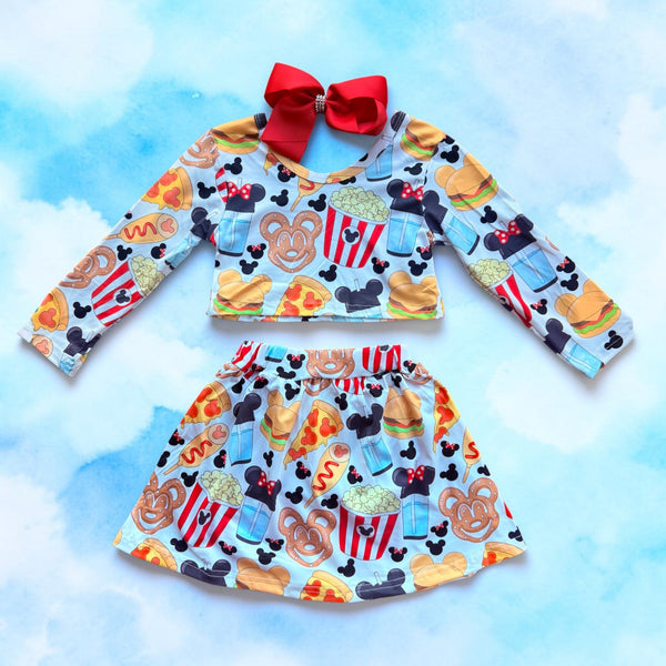 Classic Mouse Treats Long Crop Set: Skirt with Built-In Shorts + Bow
