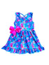 Girls Bright Hawaiian Hibiscus Dress with Matching Bow - Bowtism
