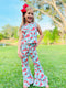 Girls Boho Patriotic Wide Waisted Flare Pants Set with Matching Bow - Bowtism