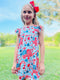 Girls Boho Patriotic Dress with Matching Bow - Bowtism