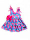 Girls Pink Watercolor Flamingo Dress with Matching Bow - Bowtism