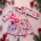 Girls Christmas Twirl Dress with Matching Bow