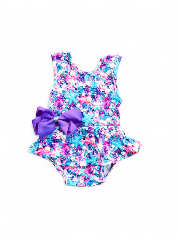 Bowtism Baby Realistic Sea Romper with Matching Bow - Bowtism