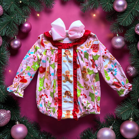 Preppy Baby Christmas Romper with Matching Bow