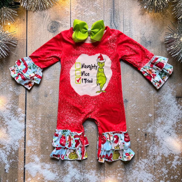 Cute Baby Christmas Romper with Matching Bow