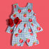 Girls Preppy Apple School Shorts Set with Matching Bow - Bowtism