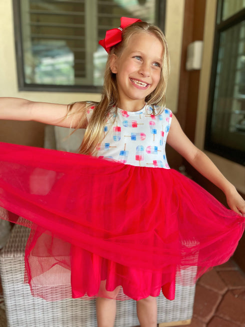 Bowtism July 4th Bomb Pop Tutu Dress with Matching Bow - Bowtism