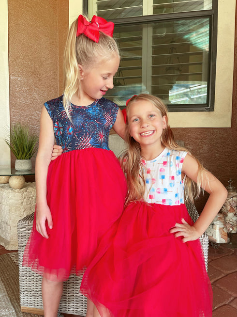 Bowtism July 4th Bomb Pop Tutu Dress with Matching Bow - Bowtism