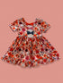 Girls Fall Floral Bow Dress with Matching Bow - Bowtism