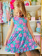 Bowtism Watercolor Turtle Twirl Dress with Matching Bow - Bowtism
