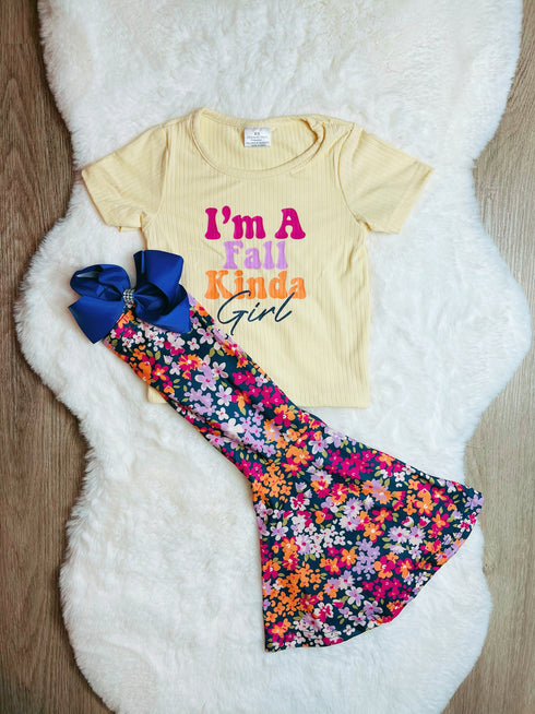 Bowtism I'm A Fall Kinda Girl Pants Set with Matching Bow - Bowtism