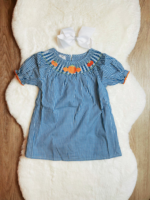 Bowtism Pumpkin Smock Dress with Matching Bow - Bowtism
