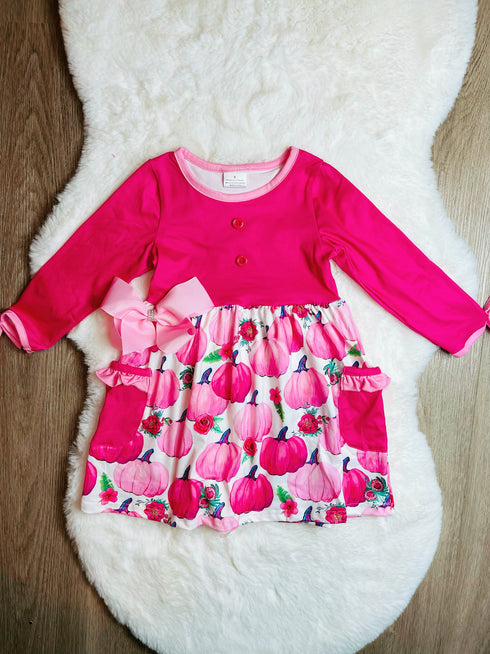 Bowtism Pink Pumpkin Pocket Dress - Bowtism