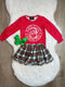 Bowtism Christmas Santa Plaid Skirt Set with Matching Bow - Bowtism