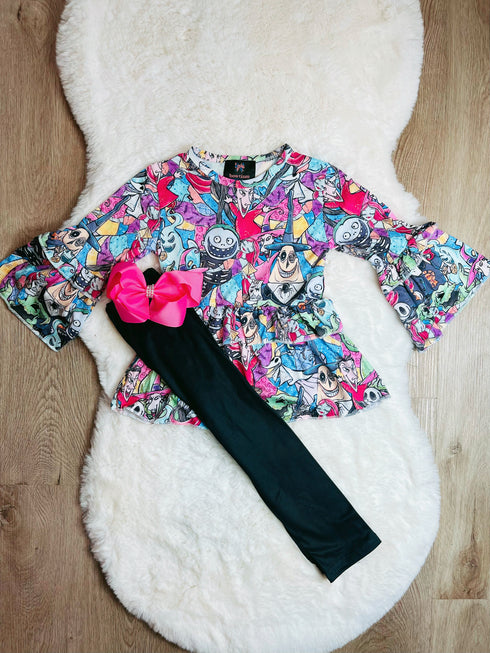 Bowtism Scary Jack Pants Set with Matching Bow - Bowtism