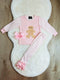 Bowtism Girls Pink Gingerbread Ruffle Pajama Pants Set with Matching Bow - Bowtism