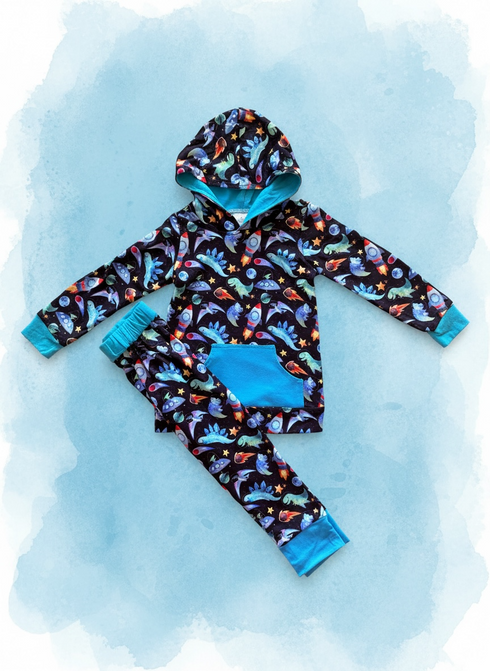 Toddler Boy Blue Dino Hoodie Jogger Set