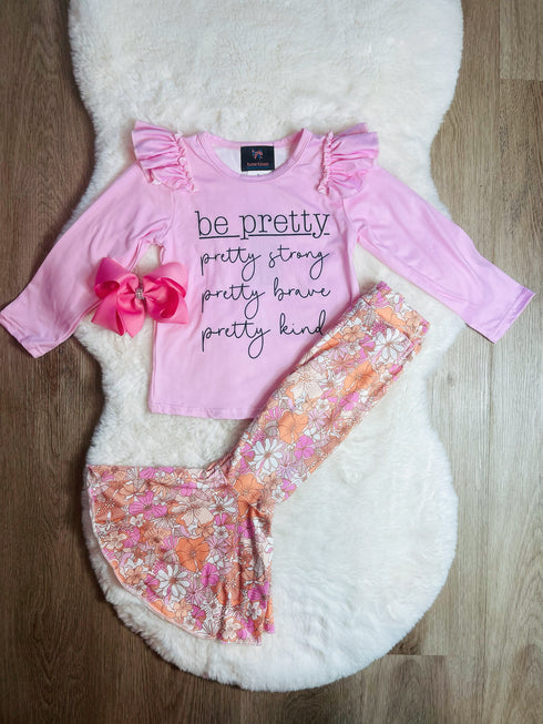 Bowtism Be Pretty Flare Pants Set with Matching Bow - Bowtism