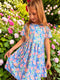 Girls Tropical Floral Dress + Matching Bow (Pink)