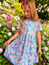 Girls Tropical Floral Dress + Matching Bow (Pink)