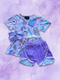 Girls Lavender School Shorts Set with matching Bow
