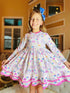 Bowtism Girls Unicorn Party Layered Twirl Dress with Matching Bow - Bowtism
