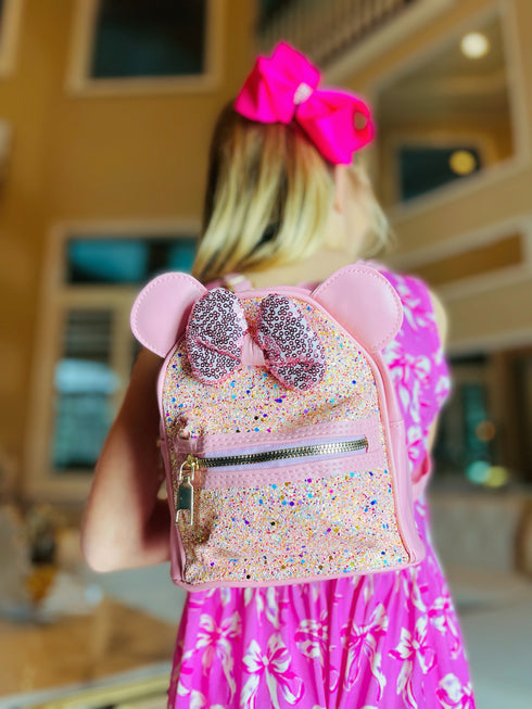 Bowtism Pink Mouse Glitter Backpack - Bowtism