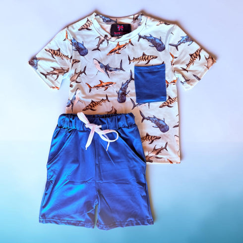 Boys Boho Shark Shorts Set