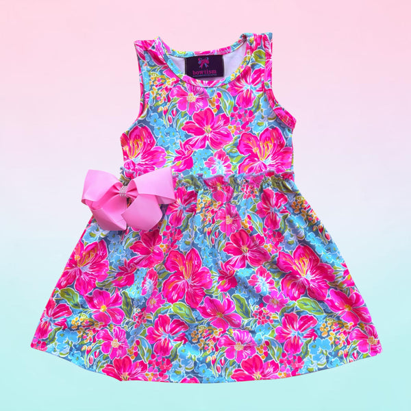 Girls Tropical Paradise Dress & Matching Bow