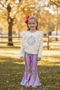 Bowtism Girls Grateful Thankful Blessed Pumpkin Flare Pants Set with Matching Bow
