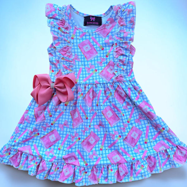Girls Pink Preppy Dress with Matching Bow