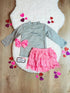 Bowtism Girls Pink Tassel Skirt Set With Matching Bow - Bowtism