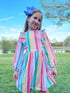 Bowtism Fun Times Rainbow Ruffle Dress with Matching Bow - Bowtism