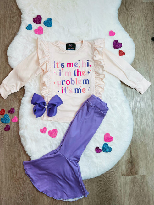 Bowtism Swiftie It's Me Flare Pants Set With Matching Bow - Bowtism