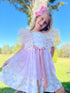 Girls Easter Velvet Lace Vintage Bunny Dress with Matching Bow - Bowtism