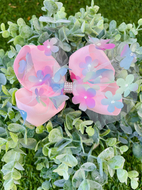Bowtism Pink Floral Lace Bow - Bowtism