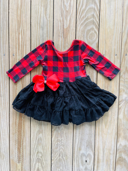 Bowtism Holiday Tutu Dress With Matching Bow - Bowtism