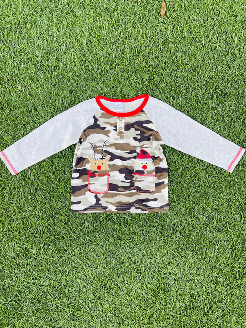 Bowtism Boys Camo Holiday Shirt - Bowtism