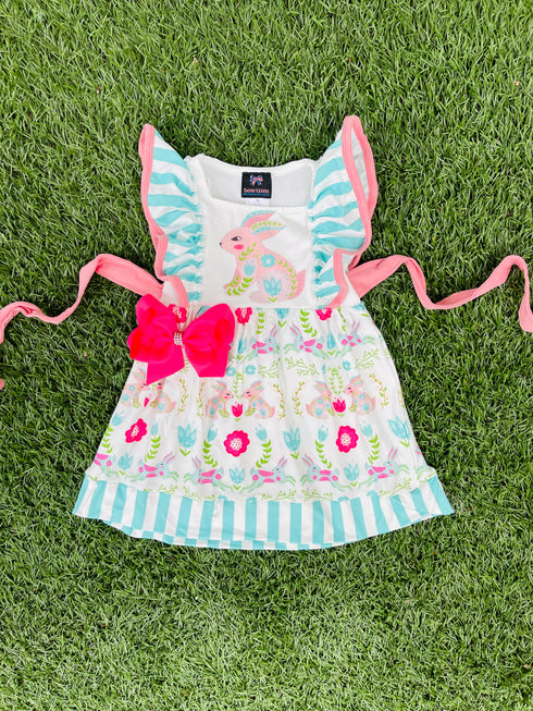 Bowtism Easter Victoria Spring Dress with Matching Bow - Bowtism