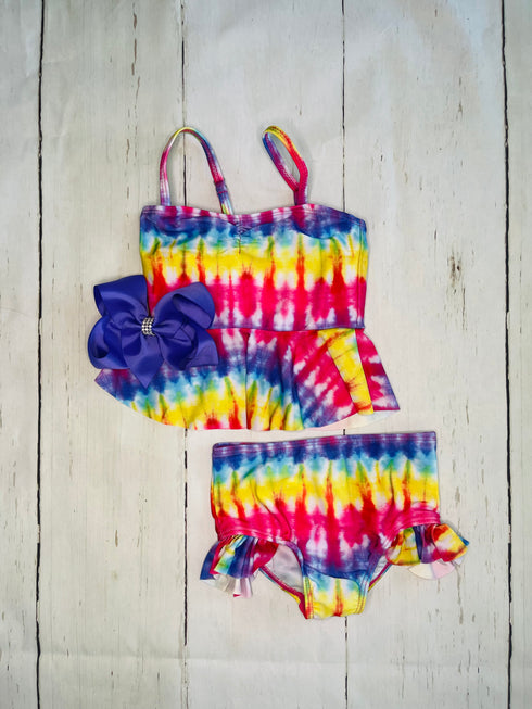 Bowtism Let’s Party Bathing Suit with Matching Bow - Bowtism