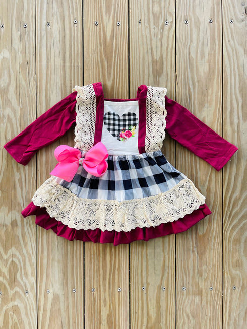 Bowtism Heart Lace Dress with Matching Bow - Bowtism