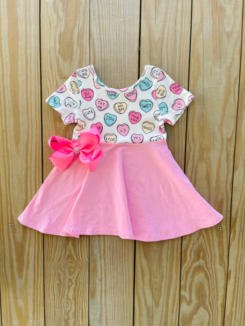 Bowtism Conversation Heart Dress with Matching Bow - Bowtism