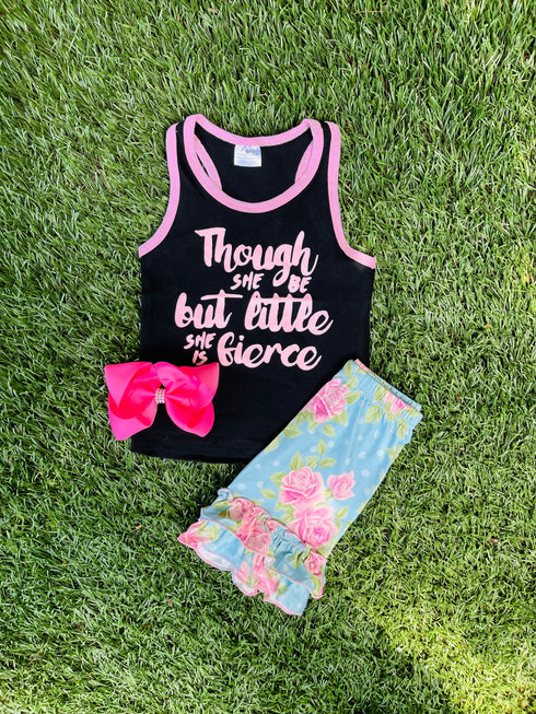 Bowtism Little and Fierce Shorts Set with Matching Bow - Bowtism